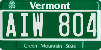 VT license plate AIW804