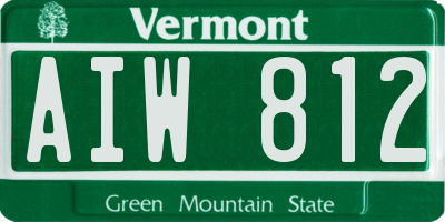 VT license plate AIW812