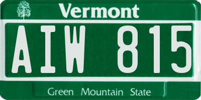 VT license plate AIW815