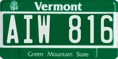 VT license plate AIW816