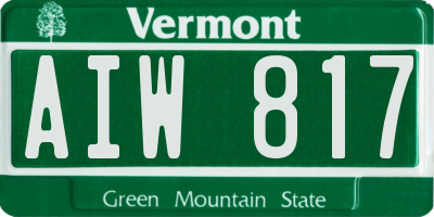 VT license plate AIW817