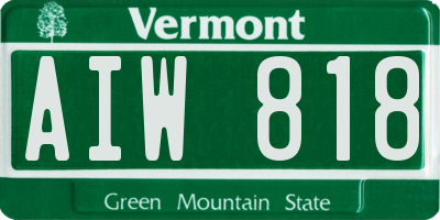 VT license plate AIW818