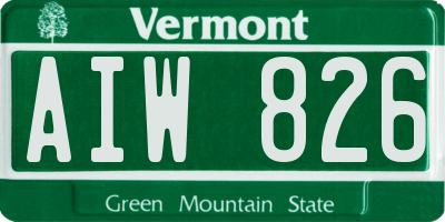 VT license plate AIW826