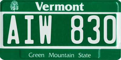 VT license plate AIW830