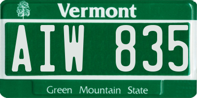 VT license plate AIW835