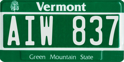 VT license plate AIW837