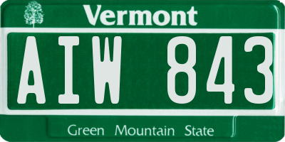 VT license plate AIW843