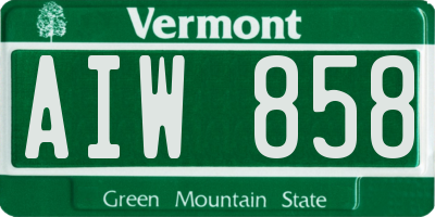 VT license plate AIW858