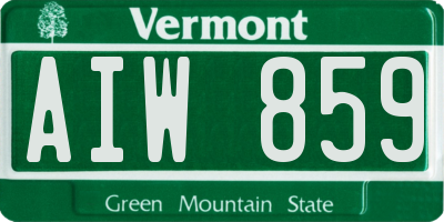 VT license plate AIW859