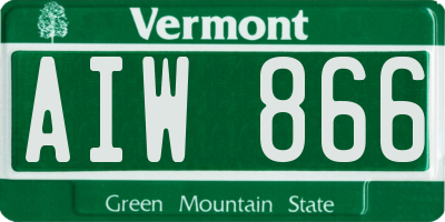 VT license plate AIW866