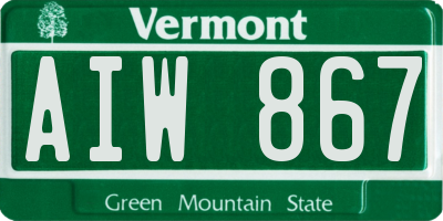 VT license plate AIW867