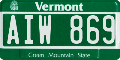 VT license plate AIW869