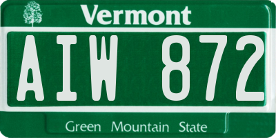 VT license plate AIW872