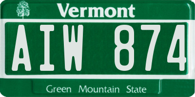 VT license plate AIW874