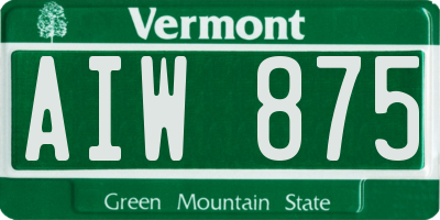 VT license plate AIW875