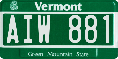 VT license plate AIW881