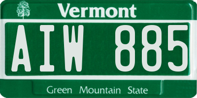 VT license plate AIW885