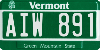 VT license plate AIW891