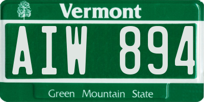 VT license plate AIW894