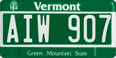 VT license plate AIW907