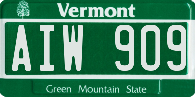 VT license plate AIW909