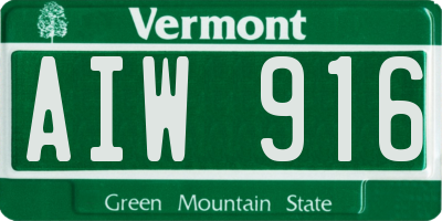 VT license plate AIW916