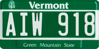 VT license plate AIW918