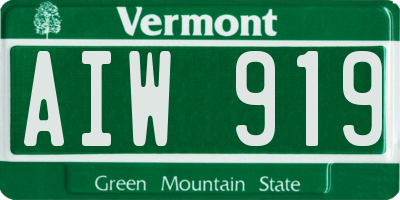 VT license plate AIW919