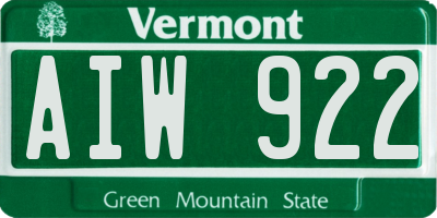 VT license plate AIW922