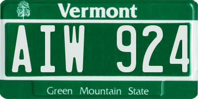 VT license plate AIW924