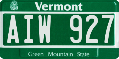 VT license plate AIW927
