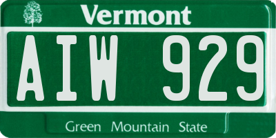 VT license plate AIW929