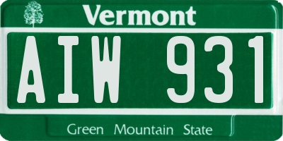 VT license plate AIW931