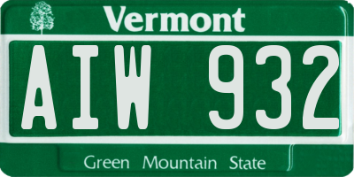 VT license plate AIW932