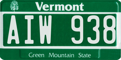 VT license plate AIW938