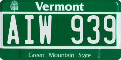VT license plate AIW939