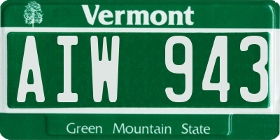 VT license plate AIW943