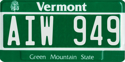 VT license plate AIW949