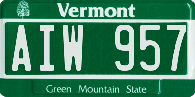 VT license plate AIW957