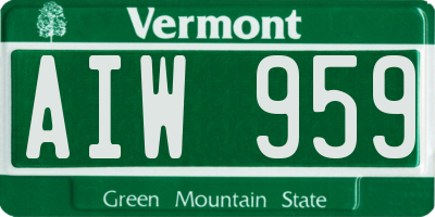 VT license plate AIW959