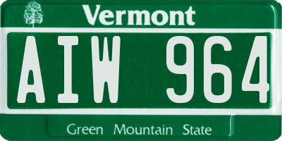 VT license plate AIW964