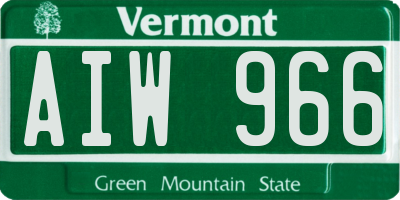 VT license plate AIW966