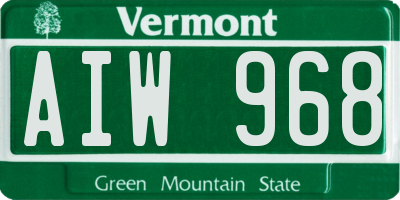 VT license plate AIW968