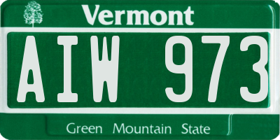 VT license plate AIW973