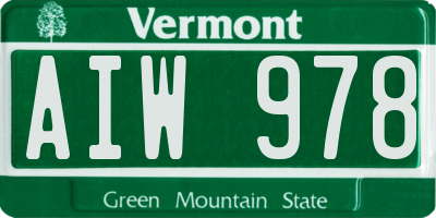 VT license plate AIW978
