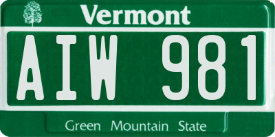VT license plate AIW981