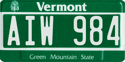 VT license plate AIW984