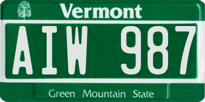 VT license plate AIW987