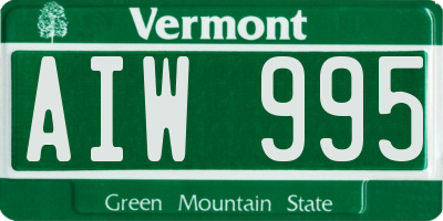 VT license plate AIW995