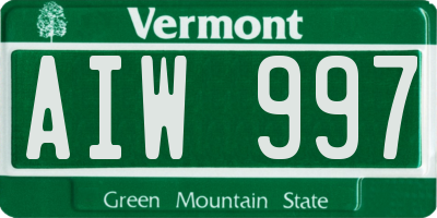 VT license plate AIW997